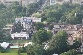 How it looks from afar, while construction on the planned White House ballroom in the area of the former East Wing continues. Photo: Reuters