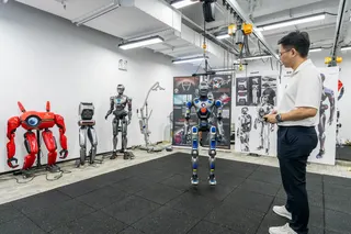 EngineAI's PM01 humanoid robot demonstrated&nbsp;at the company's showroom in Shenzhen.