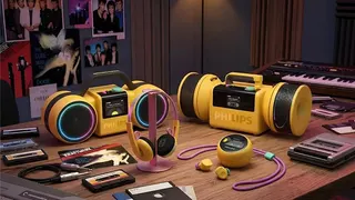 金色三麥線上冠亞季軍預測活動加碼抽PHILIPS人氣3C好禮，包含藍牙防水音箱、百年紀念藍牙耳罩耳機與AI智能觸控螢幕ANC主動降噪藍牙耳機。（圖／飛利浦）