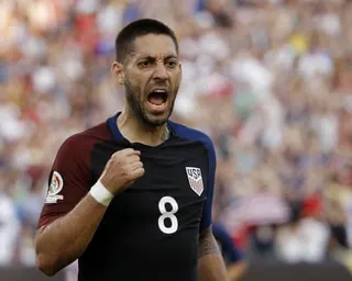 Clint Dempsey reacts after scoring a goal in a 2016 match.