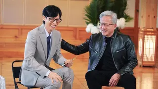 黃仁勳與劉在錫在《劉QUIZ ON THE BLOCK》中合體。（圖／ friDay影音提供）