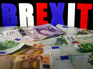 Euro and Pound banknotes are seen in front of BREXIT letters in this picture illustration taken on April 28, 2017. — Reuters pic