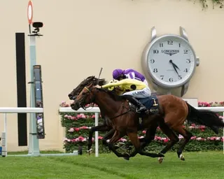 Bow Echo, nearside, narrowly held off Gstaad in a grandstand finish to the St James’s Palace Stakes at Royal Ascot.