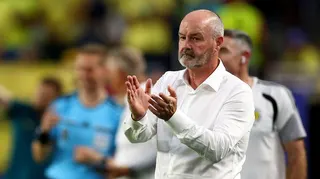 Scotland head coach Steve Clarke watches on during his side's 3-0 loss against Brazil