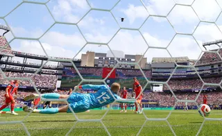 Soccer Football - FIFA World Cup 2026 - Group I - Norway v France - Boston Stadium, Foxborough, Massachusetts, U.S. - June 26, 2026
Norway's Egil Selvik in action as France's Ousmane Dembele scores their third goal to complete his hat-trick REUTERS/Dylan Martinez
