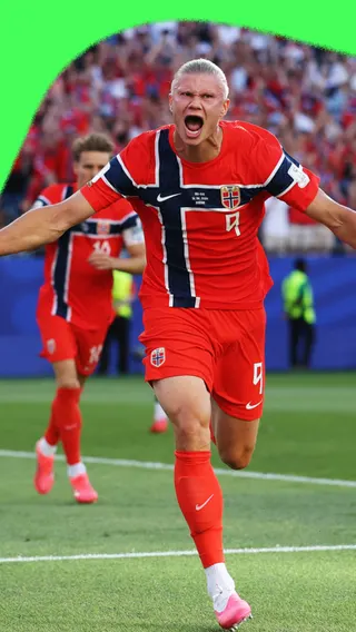 Haalnd celebrates goal for Norway