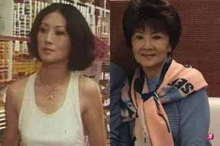 苗金凤在1976年与汪明荃一起演出电视剧《七女性》（左图），退隐后鲜少露面，2018年被巧遇时留影（右图）。 （互联网）