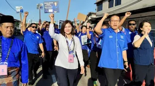 BN candidate Tan Hiang Kee walking to Pusat Penamaan Calon N48 Skudai in Dewan MBIP, Skudai. -- NSTP/IZZ LAILY HUSSEIN