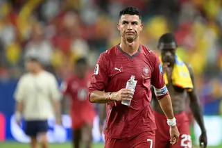 Cristiano Ronaldo reacts after the 0-0 draw between Portugal and Colombia.