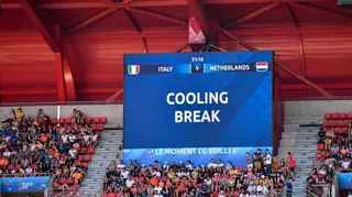 Cooling break during the quarter-final between in Italy and Netherlands the 2019 women's football World cup at Stade du Hainaut, on the 29 June 2019.