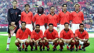 Dries Boussatta lines up for the Netherlands before a friendly against Morocco in Arnhem in 1999