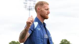 Outgoing England Test captain Ben Stokes gives a thumbs up as he walks past the camera