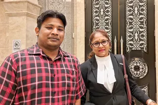 Haritharan Mugunthan is seen with his lawyer R. Renuga Ramayah at the Palace of Justice in Putrajaya on January 21, 2026. — Picture by Ida Lim