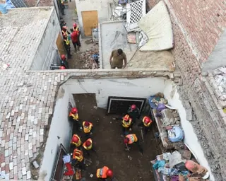 The aftermath of a tuition centre roof collapse in Lahore, Pakistan.