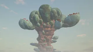 A huge bulbous tree-like structure in Subnautica 2
