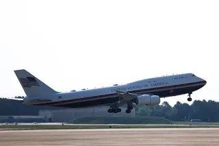 The new Air Force One with US President Donald Trump aboard departing Joint Base Andrews near Washington for North Dakota on July 1.