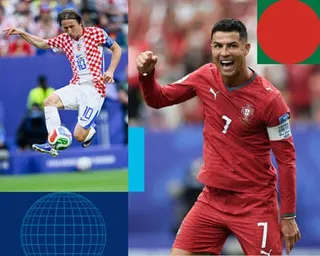 Croatia's Luka Modric (left) and Cristiano Ronaldo of Portugal