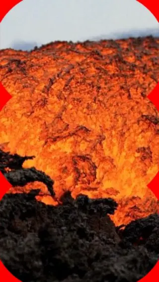 Lava against molten rock