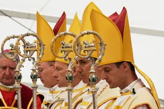 Newly consecrated bishops pray at the end of their consecration ceremony in Switzerland on Wednesday. Photo: AP