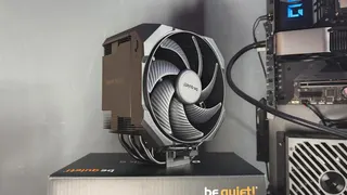 Be Quiet's latest air coolers on a box with black fans.