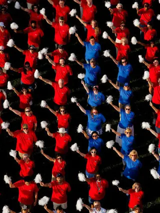 250 people pose while forming the "Living Liberty Bell" in Philadelphia, US, on July 2nd, 2026.
