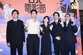 導演真壁幸紀（左起）、曾敬驊、岸井雪乃、製片阿部豪出席北影活動。記者王聰賢／攝影