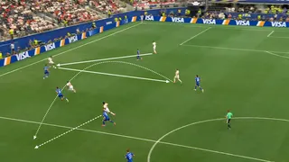 Screen grab of England's third goal against Croatia.