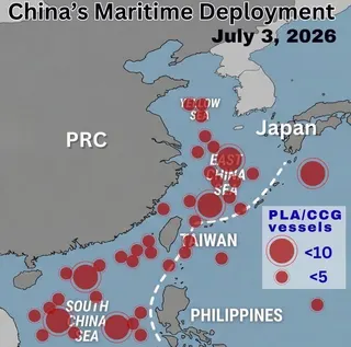 台國安會秘書長吳釗燮在X平台（推特）發文，指出海上密布中共的軍艦與海警船，數量達...