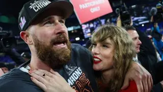 Travis Kelce and Taylor Swift in 2024.