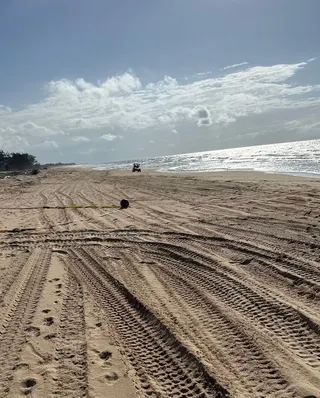 Strange black ball found at a Queensland beach (QFD via X)