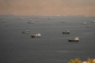 Vessels at the Strait of Hormuz, as seen from Musandam, Oman, on June 18. Photo: Reuters