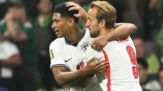 Jude Bellingham and Harry Kane of England celebrate