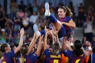 Alexia Putellas celebrated by Barcelona's players