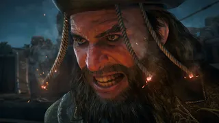 AC Black Flag Resynched official image showing blackbeard looking fierce in close up