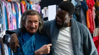 Trevor (Ben Kingsley) and Simon (Yahya Abdul-Mateen II) get fitted for costumes in Wonder Man