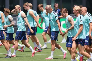 Soccer Football - FIFA World Cup 2026 - Norway Training - Inter Miami CF Stadium, Fort Lauderdale, Florida, U.S. - July 9, 2026 Norway's Erling Haaland with teammates during training IMAGN IMAGES via Reuters/Sam Navarro