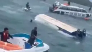Video from the scene shows the capsized boat
