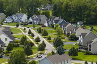 Aerial view of residential houses in Rochester, N.Y.