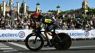 Jonas Vingegaard, coureur danois de l'équipe Visma lors de la 1ère étape de la 113e édition du Tour de France, une étape de contre-la-montre par équipe de 19,6 km se déroulant à Barcelone.