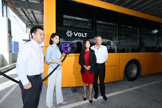 (From left) Volt’s executive director Lim Yong Wei, Senior Minister of State for Transport Sun Xueling, Keppel infrastructure division CEO Cindy Lim and VICOM CEO  Sim Wing Yee at the launch event on July 13.