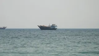 A vessel in the Strait of Hormuz, as seen from Musandam,Oman.