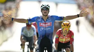 Mathieu van der Poel celebrates