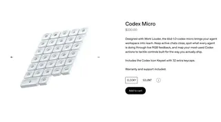 The pad comes with an array of Codex keycaps.