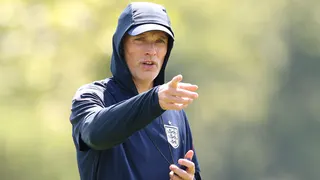 England manager Thomas Tuchel gesticulates during a training session before the World Cup semi-final against Argentina