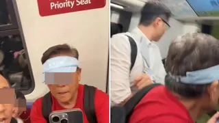 港铁老翁疑推开女童抢优先座 父亲怒问“为什么推我女儿？”