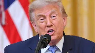 Donald Trump at the podium on 16 July