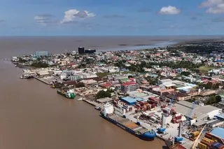 Ships docked at the port in Georgetown, Guyana