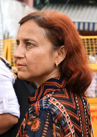 Gitanjali J. Angmo, wife of Indian education reformer Sonam Wangchuk who had been on a hunger strike and was taken to Safdarjung Hospital by authorities on Saturday during a sit-in protest demanding the resignation of Indian Education Minister Dharmendra Pradhan, goes inside the hospital in New Delhi, India, July 19, 2026. REUTERS/Bhawika Chhabra