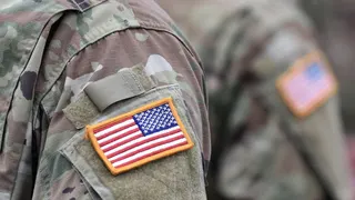 A USA patch flag on the US military uniform