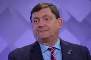 US Senate candidate Troy Jackson takes part in a debate at the WCSH-6 television studio, in Portland, Maine, on 16 July 2026.